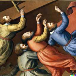 the discovery of gravity, painting from the 15th century generated by DALL·E 2